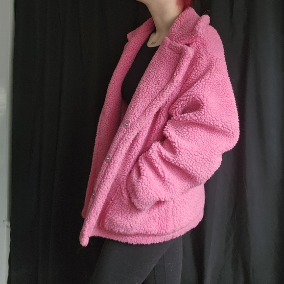Pink teddy jacket, size medium - Picture 1 of 5